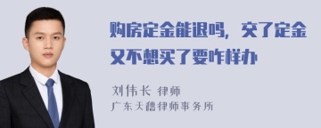 购房定金能退吗，交了定金又不想买了要咋样办