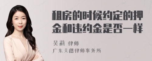 租房的时候约定的押金和违约金是否一样