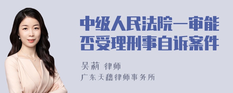 中级人民法院一审能否受理刑事自诉案件