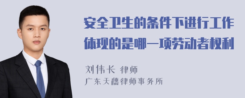 安全卫生的条件下进行工作体现的是哪一项劳动者权利