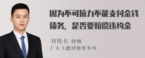 因为不可抗力不能支付金钱债务，是否要赔偿违约金