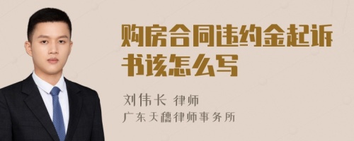 购房合同违约金起诉书该怎么写