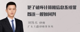 犯了破坏计算机信息系统罪既遂一般如何判