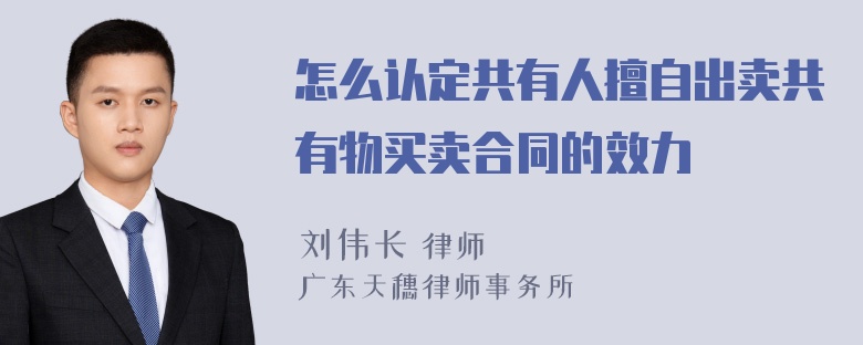 怎么认定共有人擅自出卖共有物买卖合同的效力