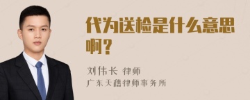 代为送检是什么意思啊？