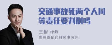 交通事故死两个人同等责任要判刑吗