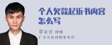 个人欠款起诉书内容怎么写