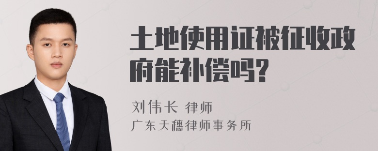 土地使用证被征收政府能补偿吗?