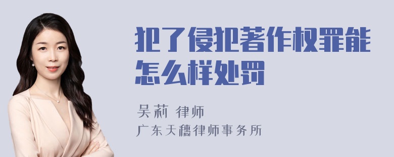 犯了侵犯著作权罪能怎么样处罚