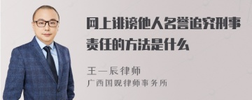 网上诽谤他人名誉追究刑事责任的方法是什么