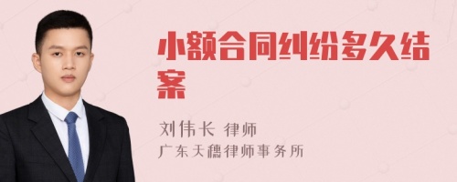 小额合同纠纷多久结案