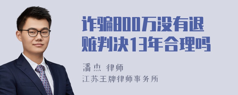 诈骗800万没有退赃判决13年合理吗