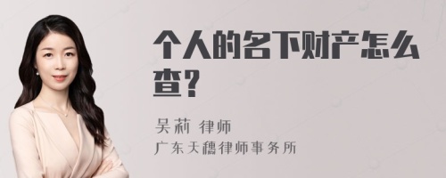 个人的名下财产怎么查？