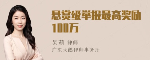 悬赏级举报最高奖励100万