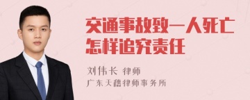 交通事故致一人死亡怎样追究责任