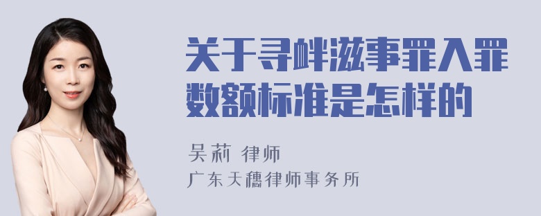 关于寻衅滋事罪入罪数额标准是怎样的