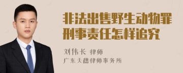 非法出售野生动物罪刑事责任怎样追究