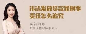 违法发放贷款罪刑事责任怎么追究