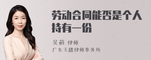 劳动合同能否是个人持有一份