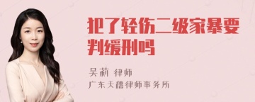 犯了轻伤二级家暴要判缓刑吗