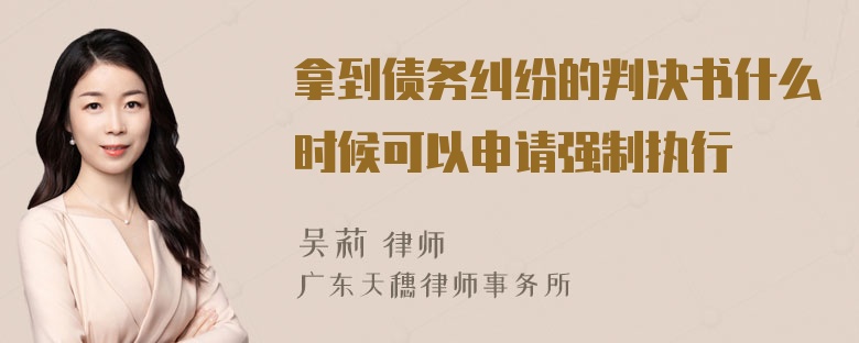 拿到债务纠纷的判决书什么时候可以申请强制执行