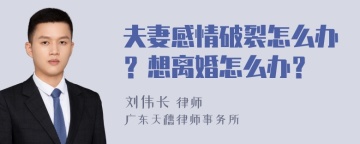 夫妻感情破裂怎么办？想离婚怎么办？