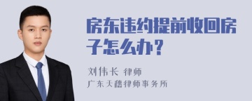 房东违约提前收回房子怎么办？