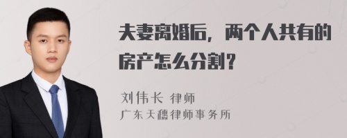 夫妻离婚后，两个人共有的房产怎么分割？