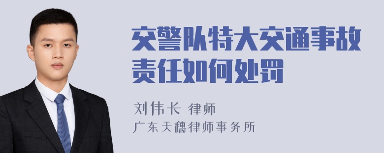 交警队特大交通事故责任如何处罚