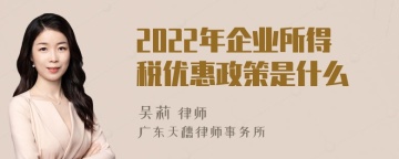 2022年企业所得税优惠政策是什么