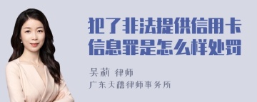 犯了非法提供信用卡信息罪是怎么样处罚