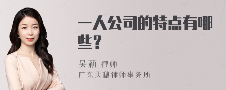 一人公司的特点有哪些？