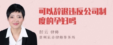 可以辞退违反公司制度的孕妇吗