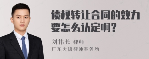 债权转让合同的效力要怎么认定啊？