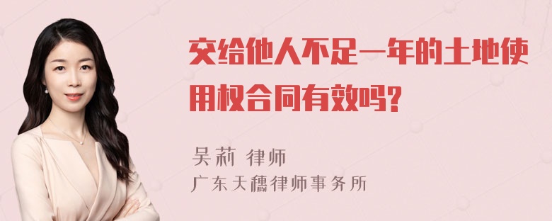 交给他人不足一年的土地使用权合同有效吗?