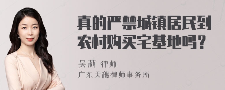 真的严禁城镇居民到农村购买宅基地吗？