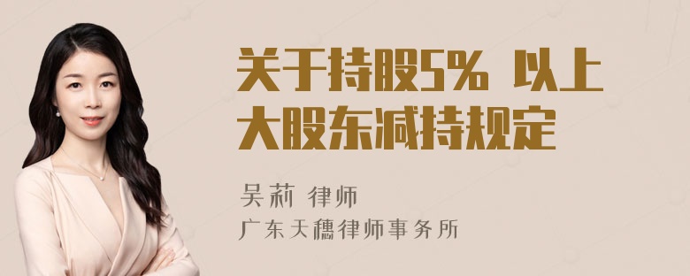 关于持股5% 以上大股东减持规定