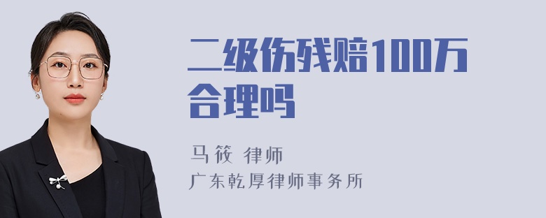 二级伤残赔100万合理吗