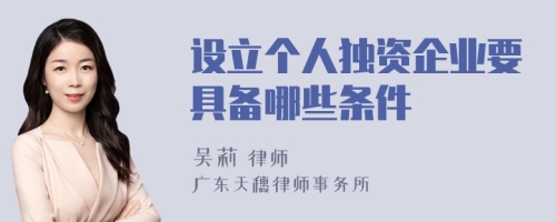 设立个人独资企业要具备哪些条件