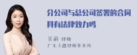 分公司与总公司签署的合同具有法律效力吗