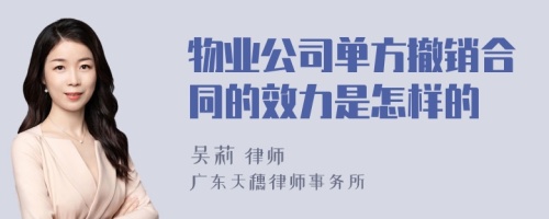 物业公司单方撤销合同的效力是怎样的