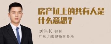 房产证上的共有人是什么意思？