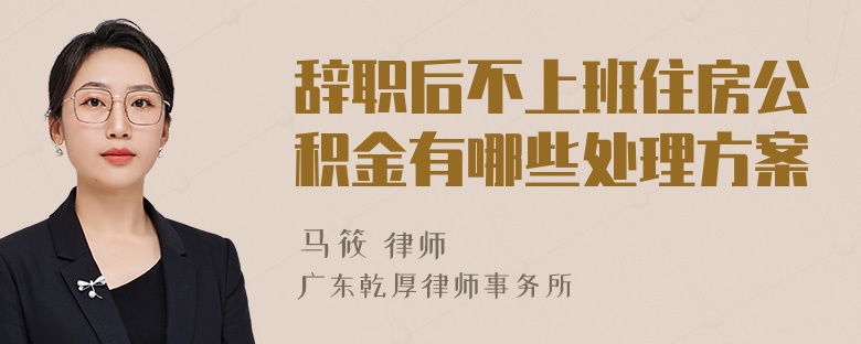 辞职后不上班住房公积金有哪些处理方案