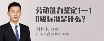 劳动能力鉴定1—10级标准是什么？