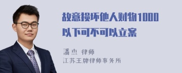 故意损坏他人财物1000以下可不可以立案