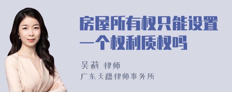 房屋所有权只能设置一个权利质权吗