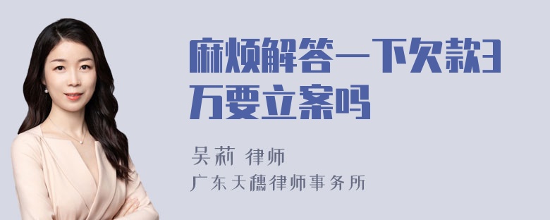 麻烦解答一下欠款3万要立案吗