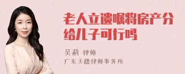 老人立遗嘱将房产分给儿子可行吗