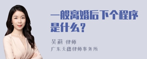 一般离婚后下个程序是什么？