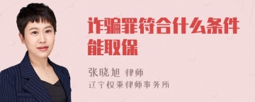 诈骗罪符合什么条件能取保